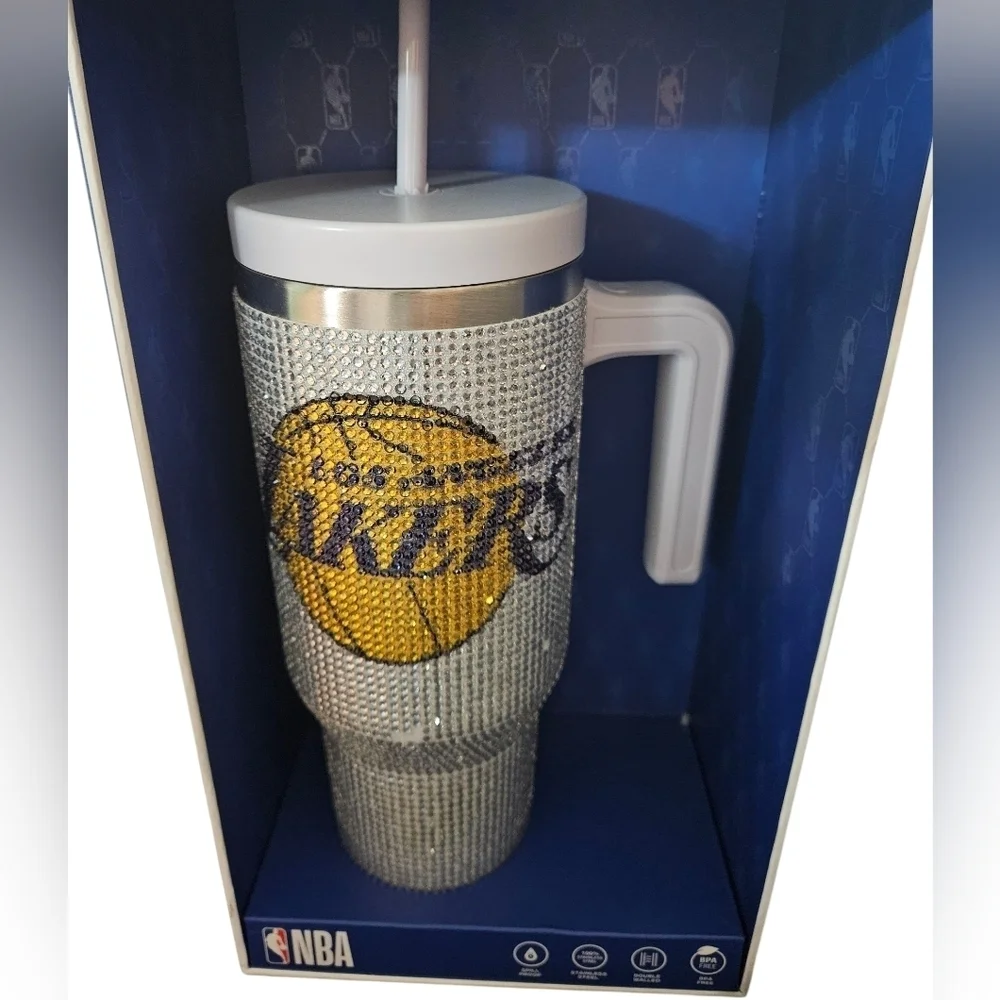 NBA Los Angeles Lakers Rhinestone Bling Hydrapeak Tumbler 40oz NEW Flaw
